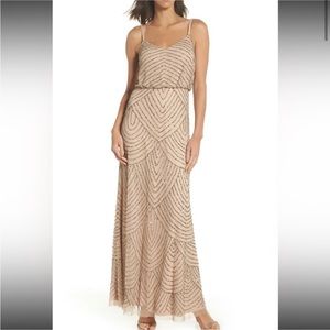 Adrianna Papell Missy Beaded Bridesmaid Prom Cocktail Maxi Dress